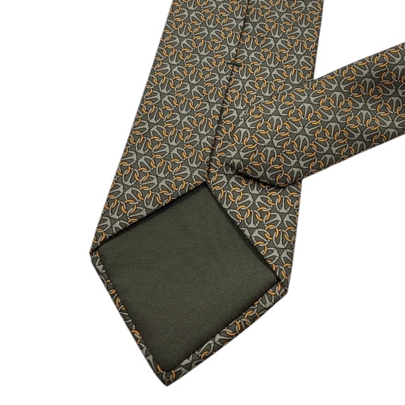 HERMÈS 5512 UA Gray/Gold Chain Link Silk LUXURY Tie FRANCE - Picture 5 of 5